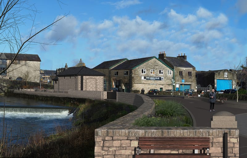 Image of new flood defences in Kendal